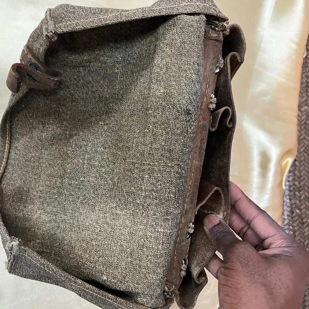 Very Old LEATHER CANVAS used laptop bag one of a kind Shoulder bag